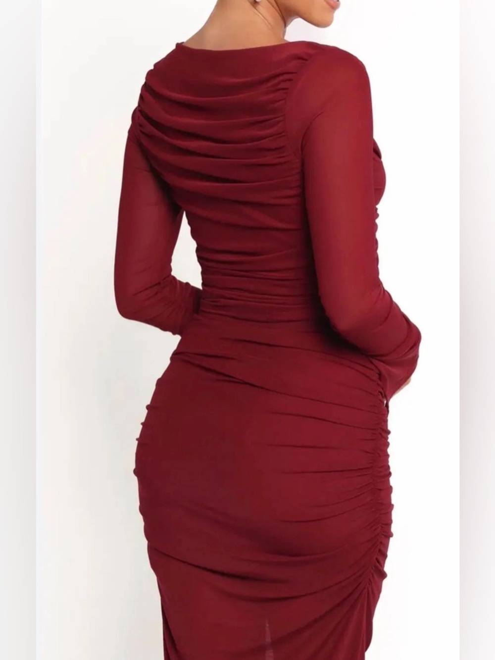 NWOT‎ PrettyGarden Ruched Long Sleeve Bodycon Dress Sz L(TXA1026)